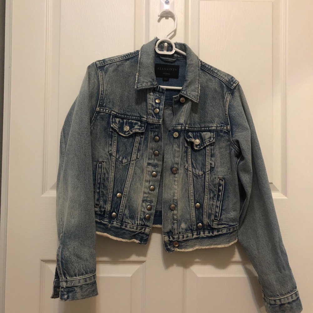 All saints cropped jean jacket